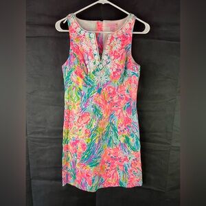 Lilly Pulitzer Gabby Shift Sleeveless Dress Pattern Multi Fan Sea Size 2